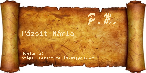 Pázsit Mária névjegykártya
